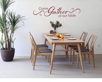Come Gather at our Table Decal with Scroll design